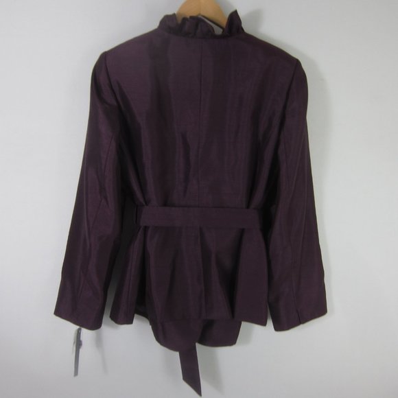New John Meyer Womens 16W Berry Purple LS Ruffle Trim Blazer Sash NWT $300.00 XL - Picture 4 of 11